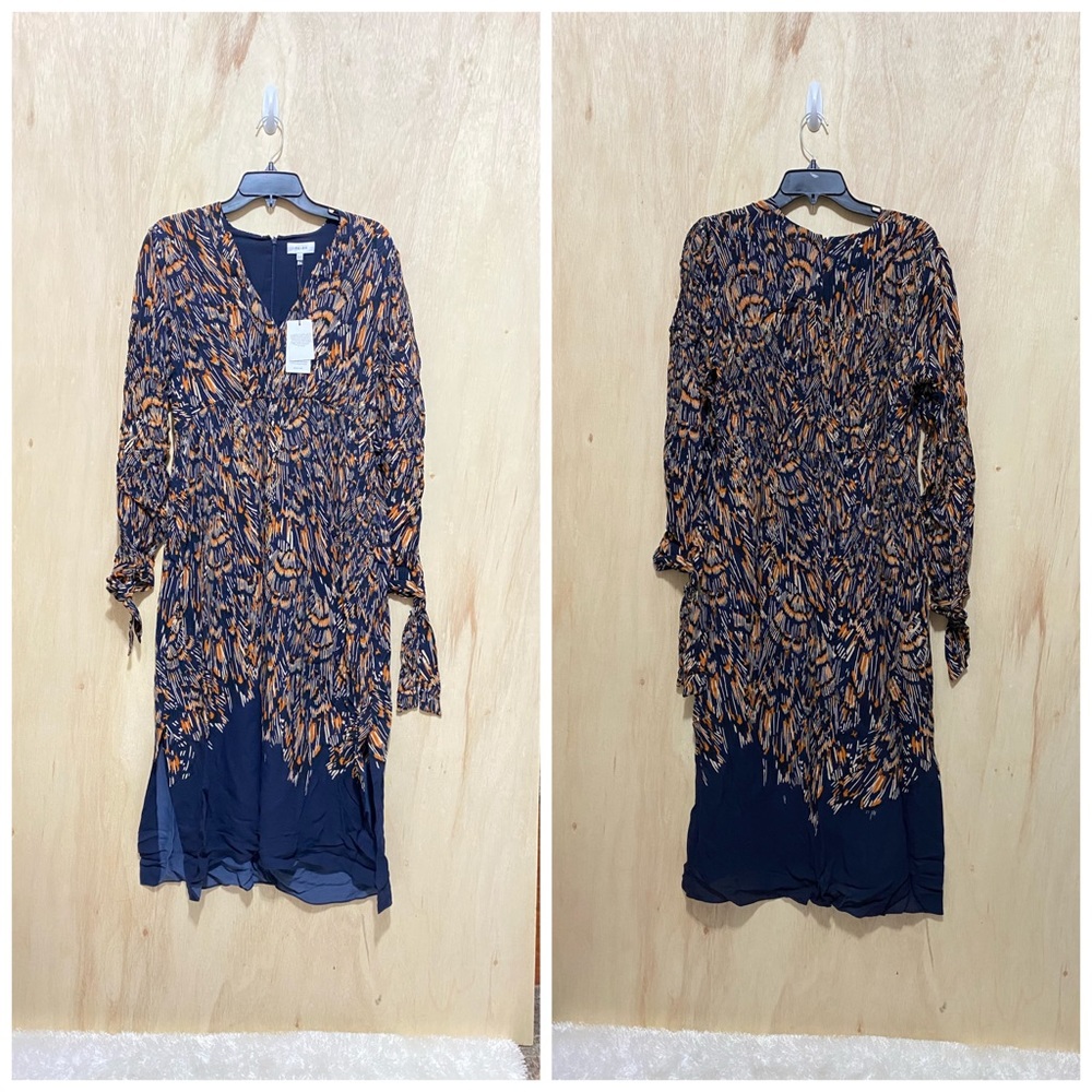 REISS Erin Abstract Feather Printed Midi Dress - Picture 2 of 8
